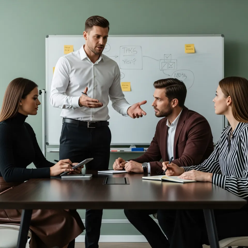Sessão de coaching com clientes satisfeitos